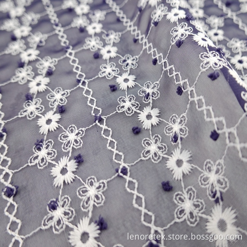 Soft 100% Polyester Woven Flower Tulle Embroidery Fabric